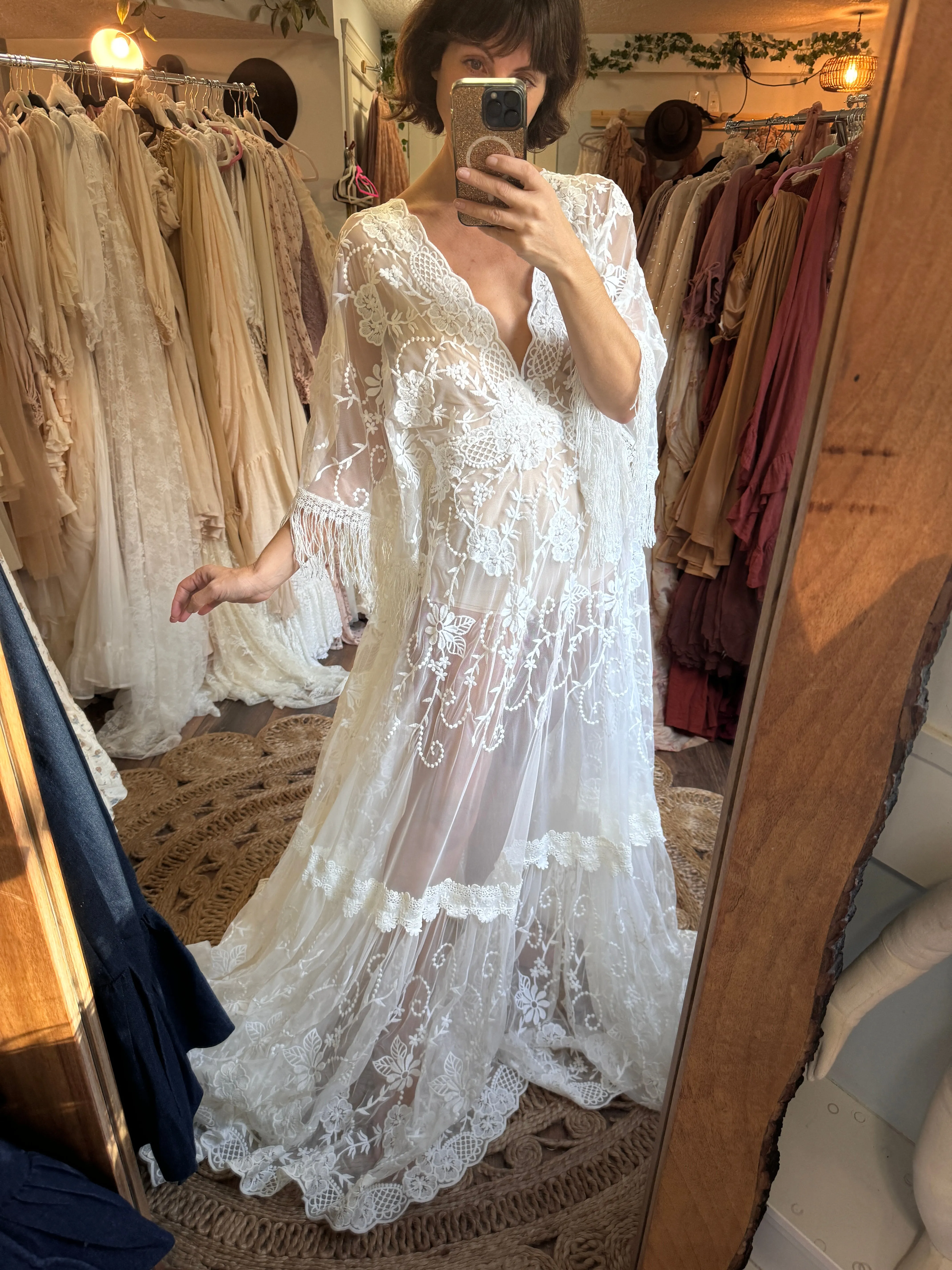 Ready to ship custom lace gown maternity friendly reclamation black Friday sale