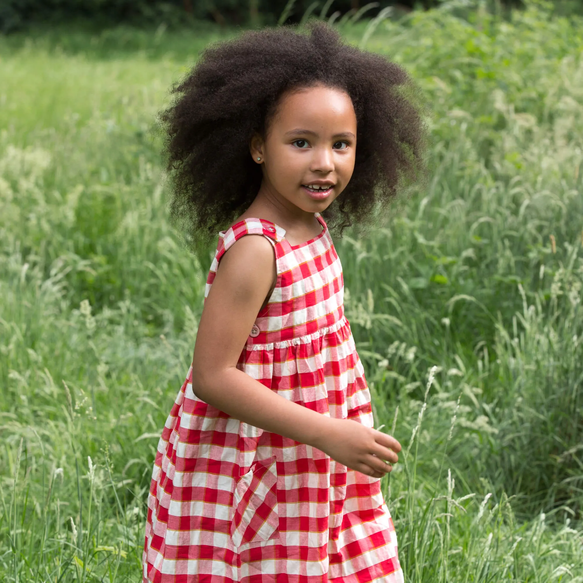 Red Check Pinny Dress