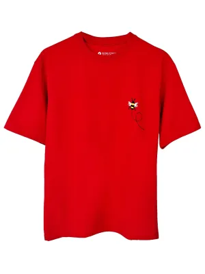 Red - Unisex Hand Embroidered Oversize T-Shirt