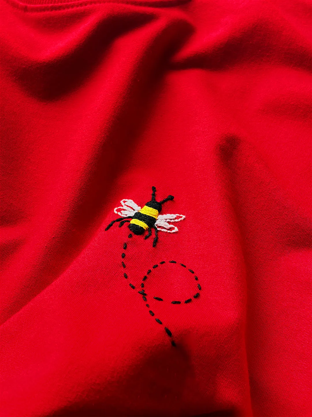 Red - Unisex Hand Embroidered Oversize T-Shirt