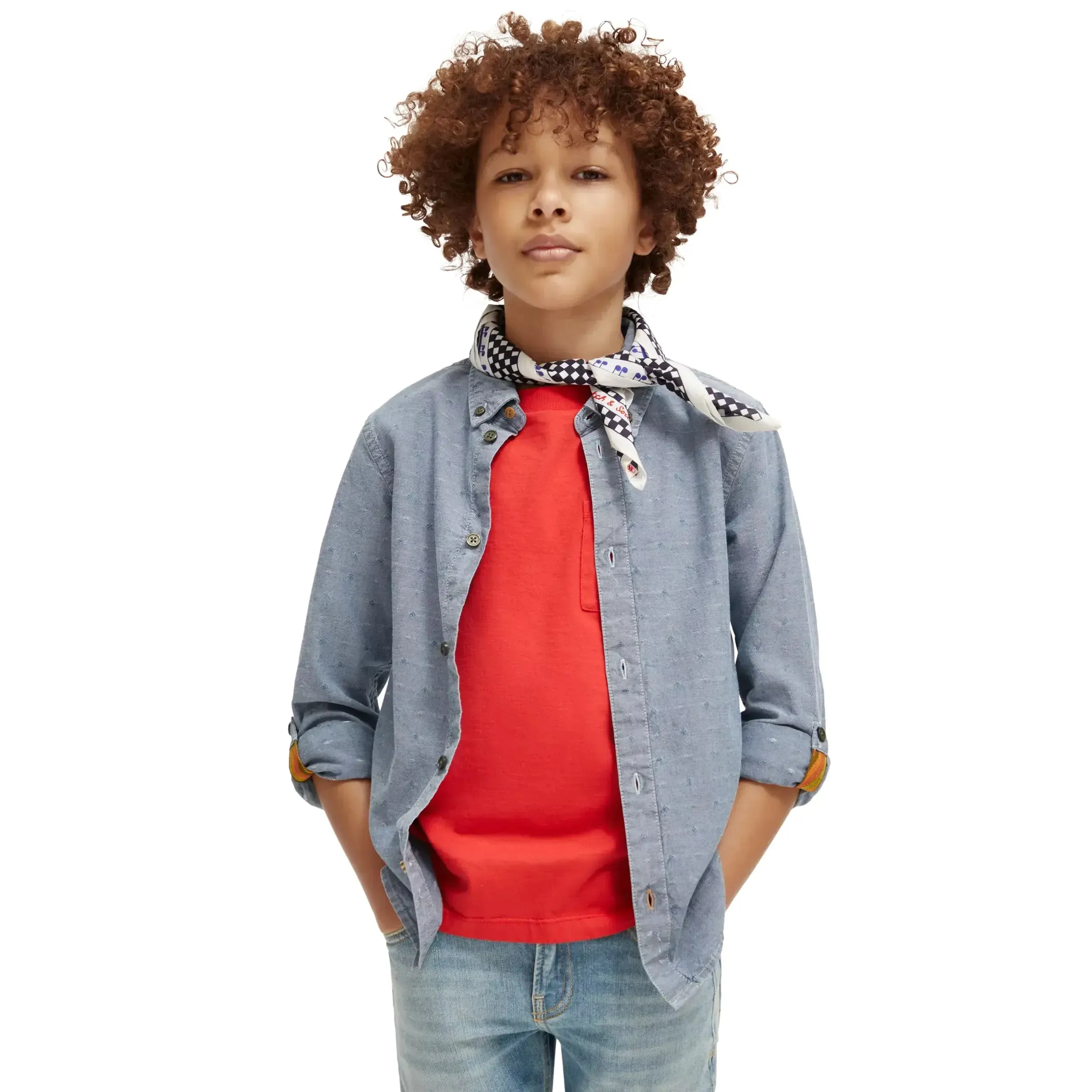 Regular-Fit Textured Shirt With Sleeve Adjustments