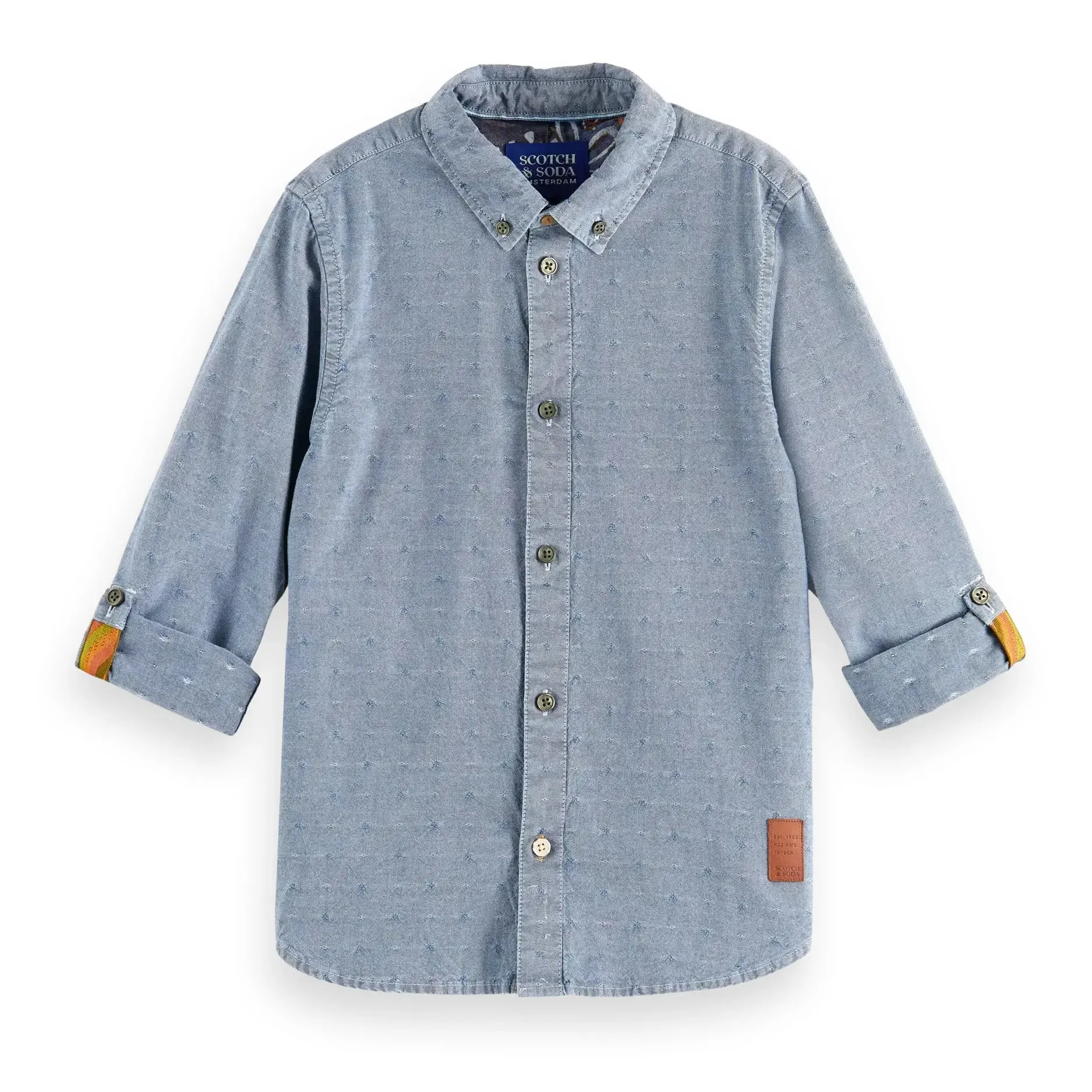 Regular-Fit Textured Shirt With Sleeve Adjustments