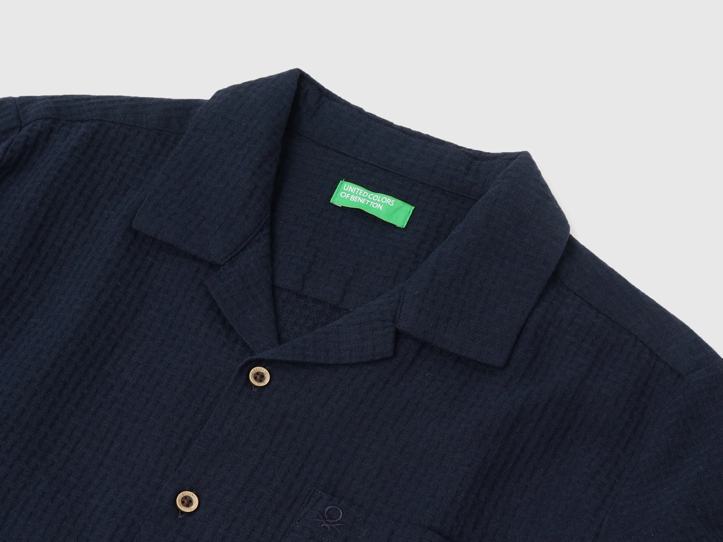 Regular Resort Collar Textured Shirt
