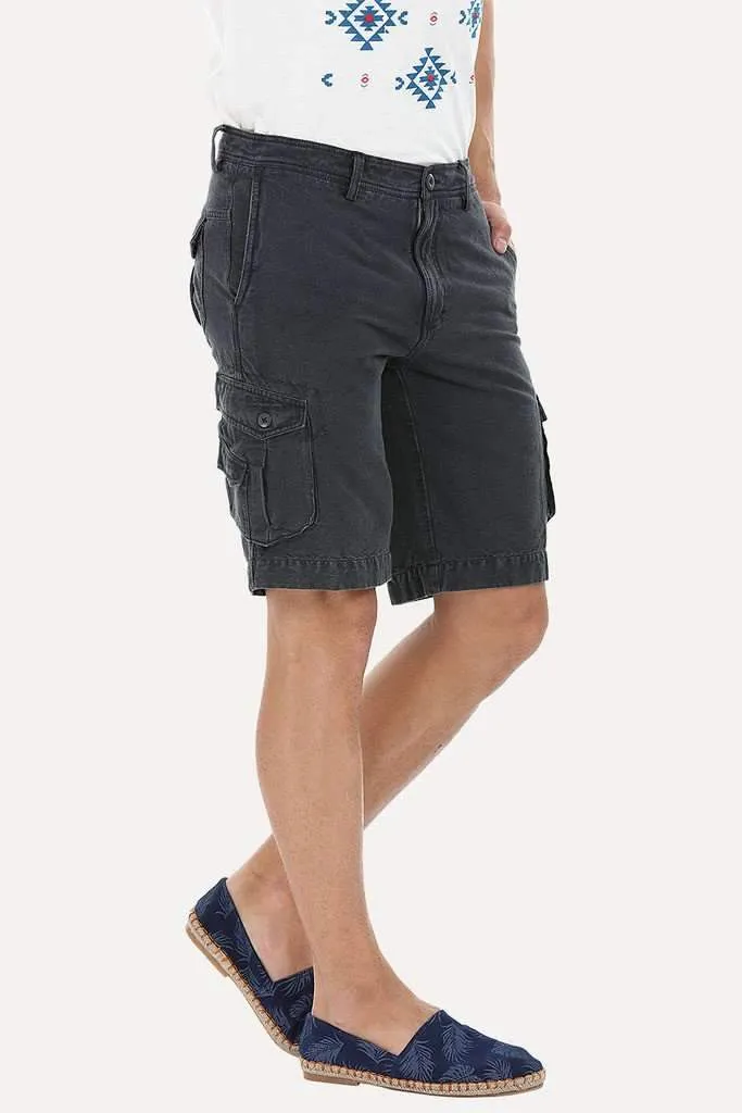 Relaxed Fit Garment Dyed Washed Cargo Shorts