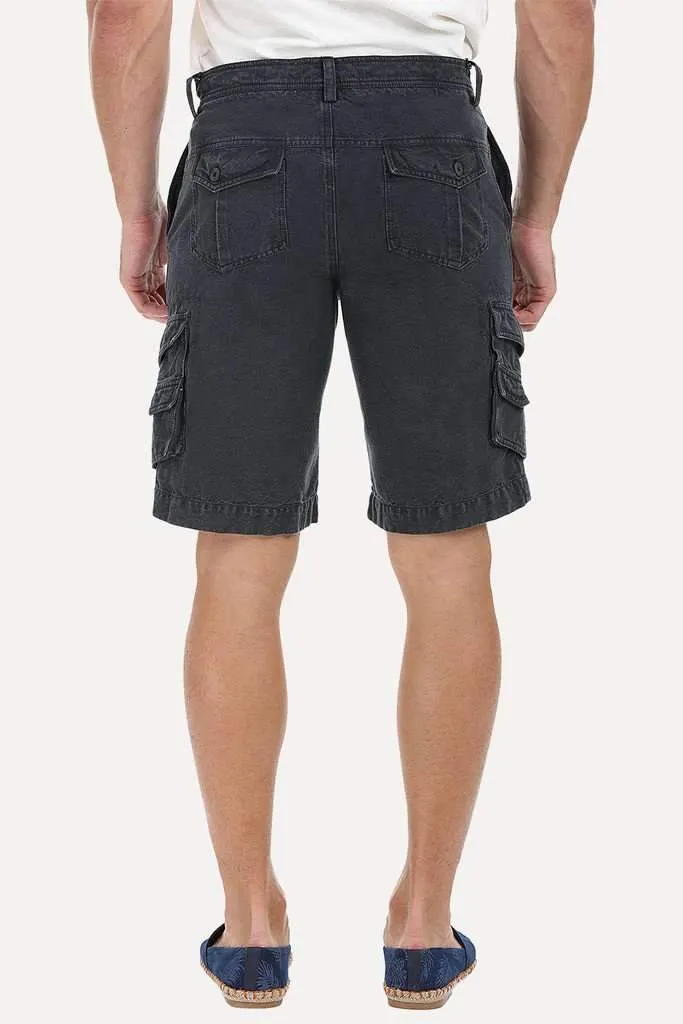 Relaxed Fit Garment Dyed Washed Cargo Shorts
