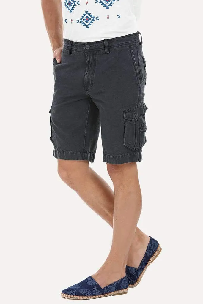 Relaxed Fit Garment Dyed Washed Cargo Shorts
