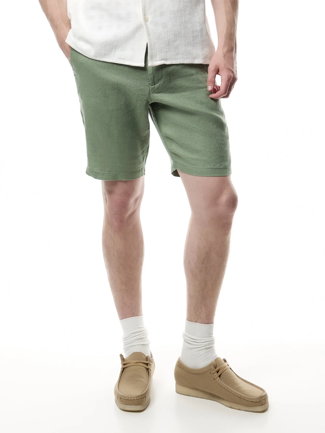 Relaxed Fit Linen Drawstring Shorts