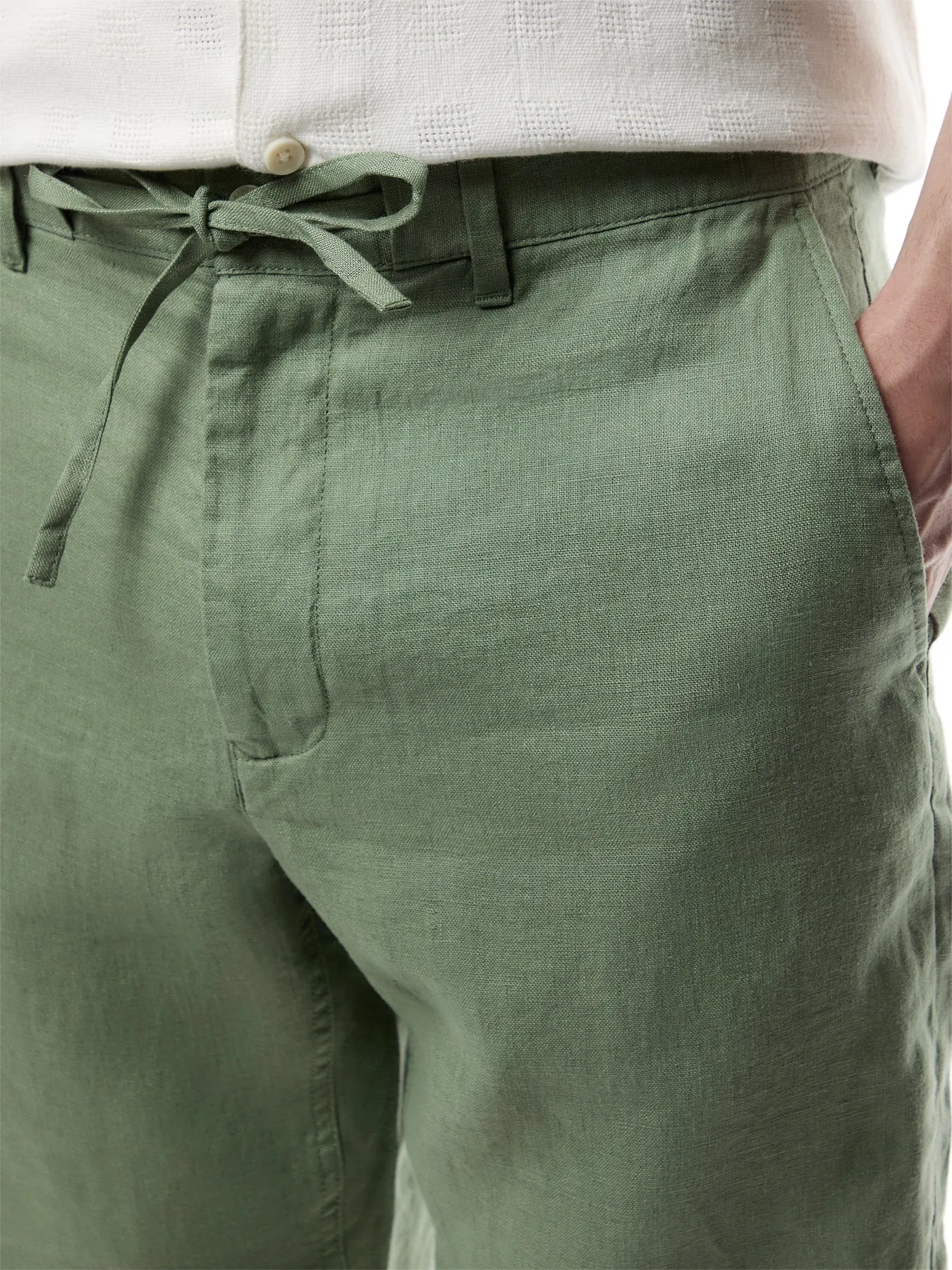 Relaxed Fit Linen Drawstring Shorts