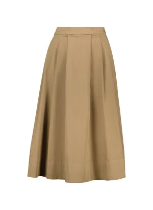 Renee Upcycled Cotton Pleated Midi Skirt | Taupe
