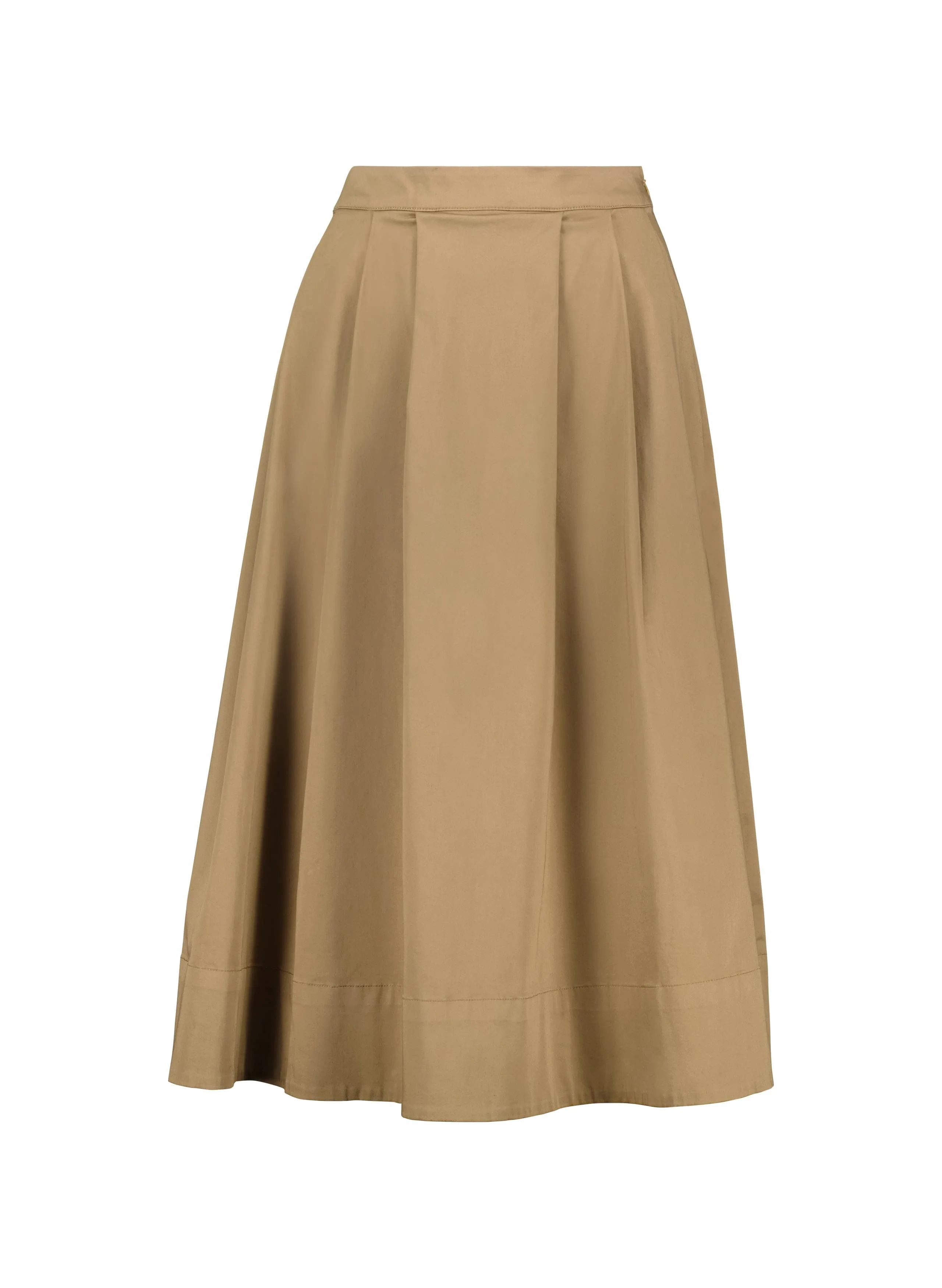 Renee Upcycled Cotton Pleated Midi Skirt | Taupe