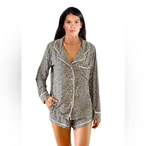 REVOLVE X PLUSH Soft Jersey PJ Set &amp; EyeMask Set in Black Multi
