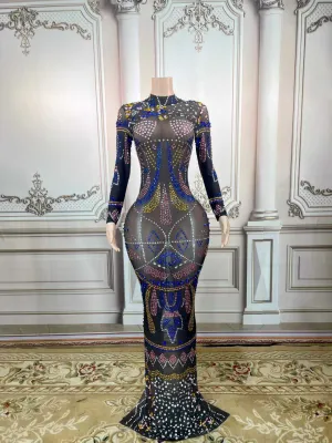 Rhinestone Bodice Mermaid Dress