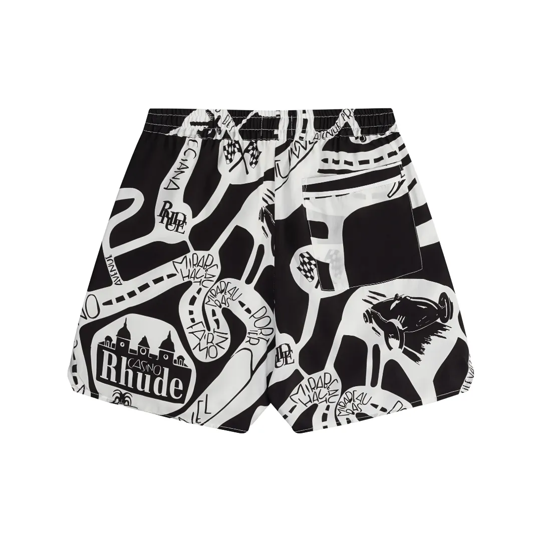 RHUDE STRADA SILK SHORT BLACK/WHITE