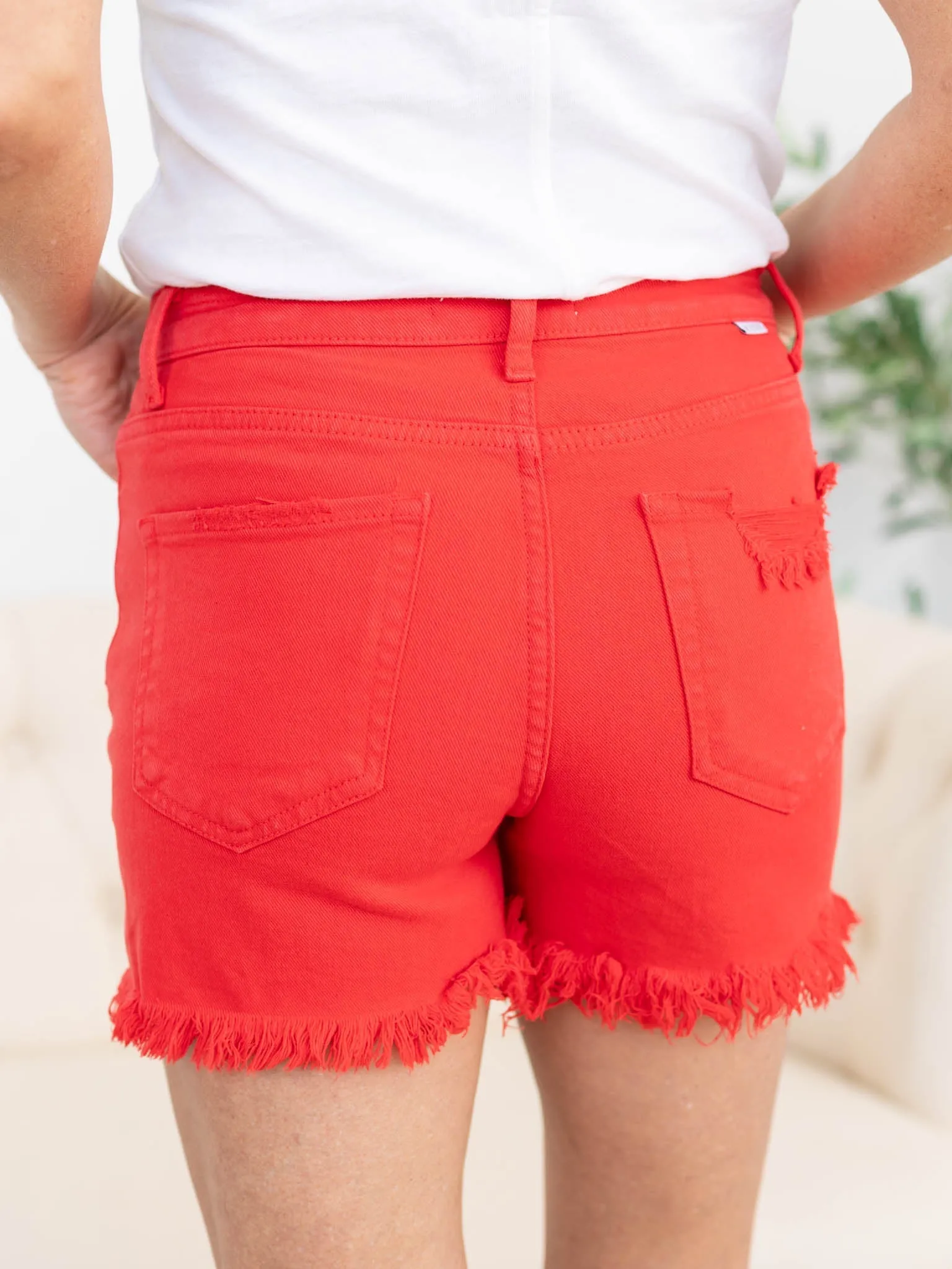 RISEN Fiesta High Rise Distressed Detail Shorts