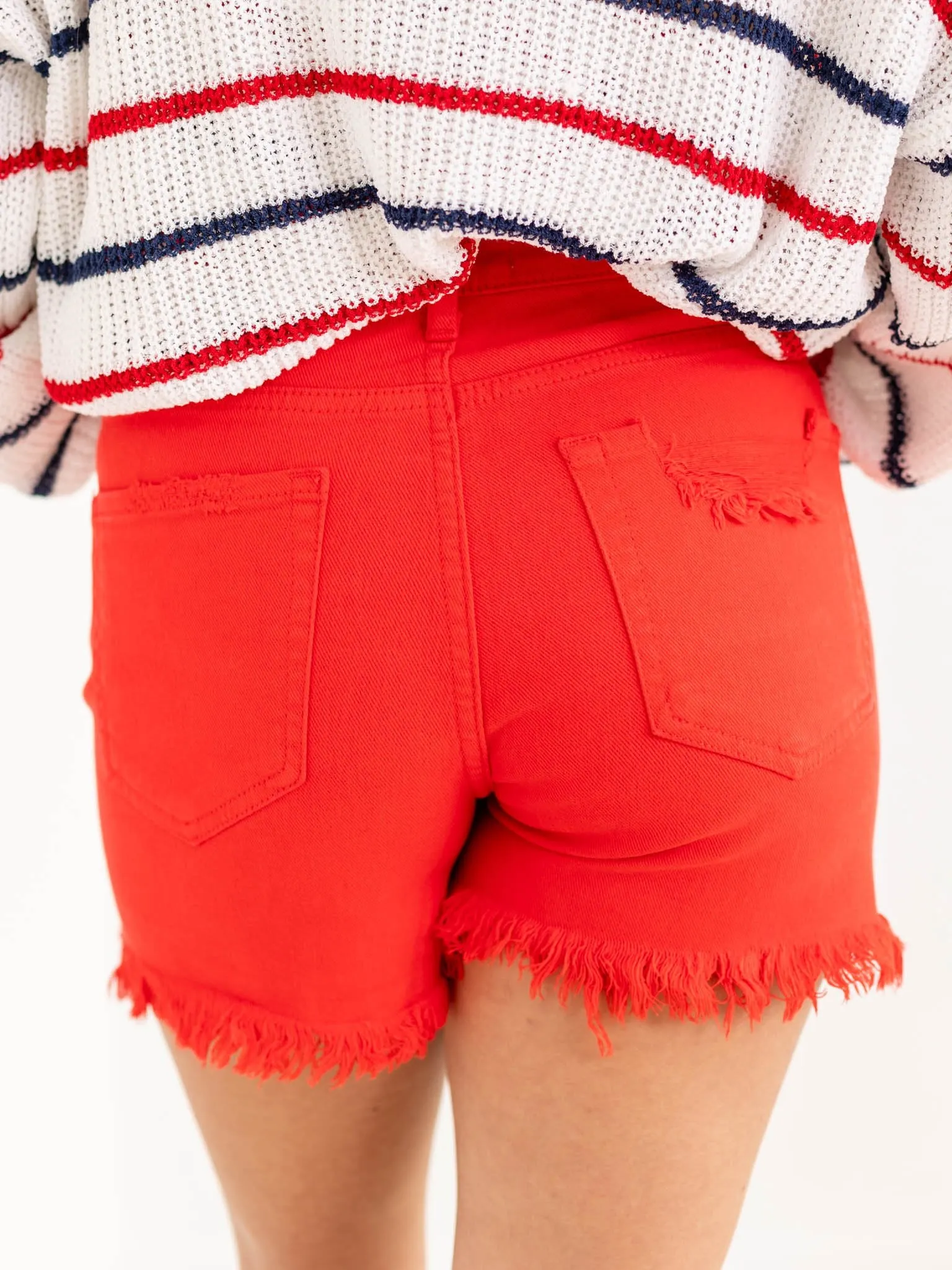 RISEN Fiesta High Rise Distressed Detail Shorts