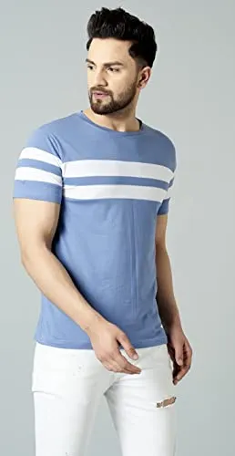 RodZen Men's Regular Fit T-Shirt(RZ24NSOLIDBLUE-L_Blue_L)
