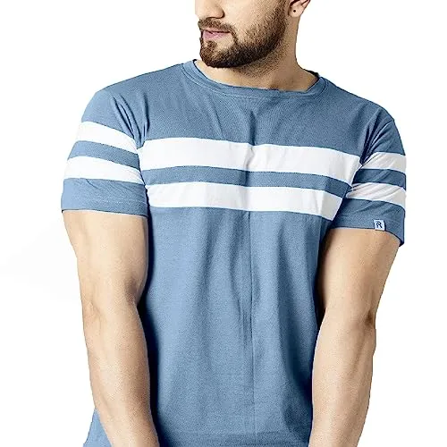 RodZen Men's Regular Fit T-Shirt(RZ24NSOLIDBLUE-L_Blue_L)