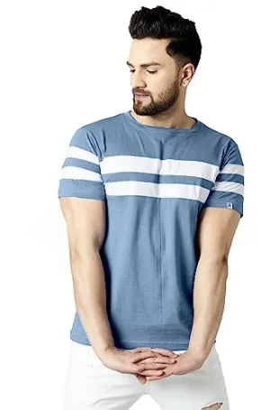RodZen Men's Regular Fit T-Shirt(RZ24NSOLIDBLUE-L_Blue_L)