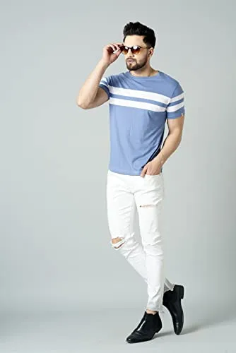 RodZen Men's Regular Fit T-Shirt(RZ24NSOLIDBLUE-L_Blue_L)