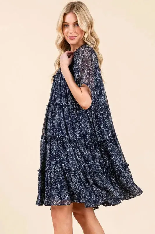 Romantic Ditsy Floral Sheer Ruffle Mini Dress for a Feminine Summer Look