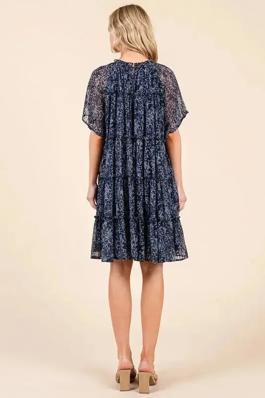 Romantic Ditsy Floral Sheer Ruffle Mini Dress for a Feminine Summer Look