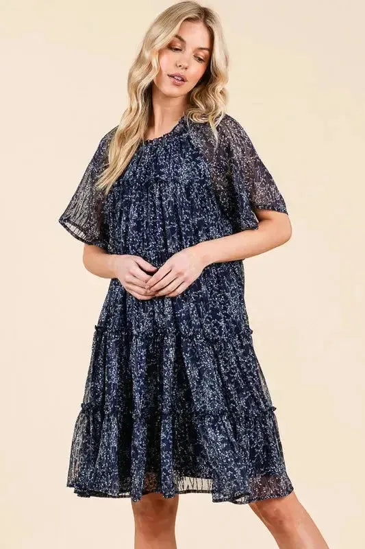 Romantic Ditsy Floral Sheer Ruffle Mini Dress for a Feminine Summer Look