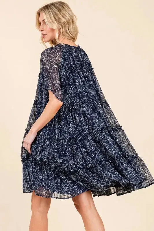 Romantic Ditsy Floral Sheer Ruffle Mini Dress for a Feminine Summer Look