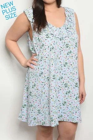 ROSA FLORAL LIGHT BLUE DRESS