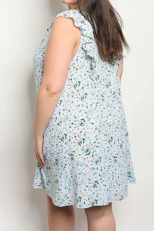 ROSA FLORAL LIGHT BLUE DRESS