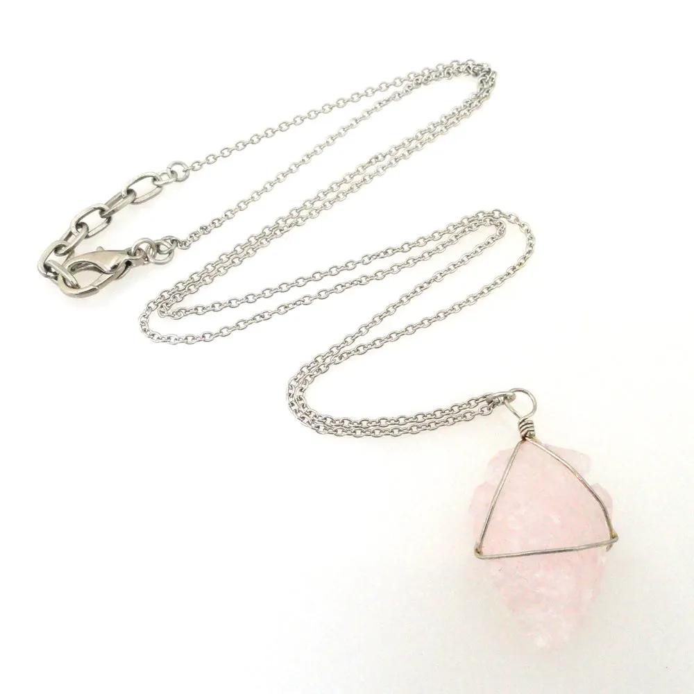 Rose quartz arrowhead necklace