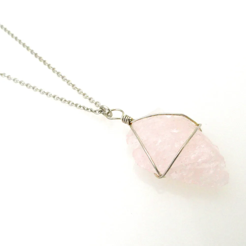 Rose quartz arrowhead necklace