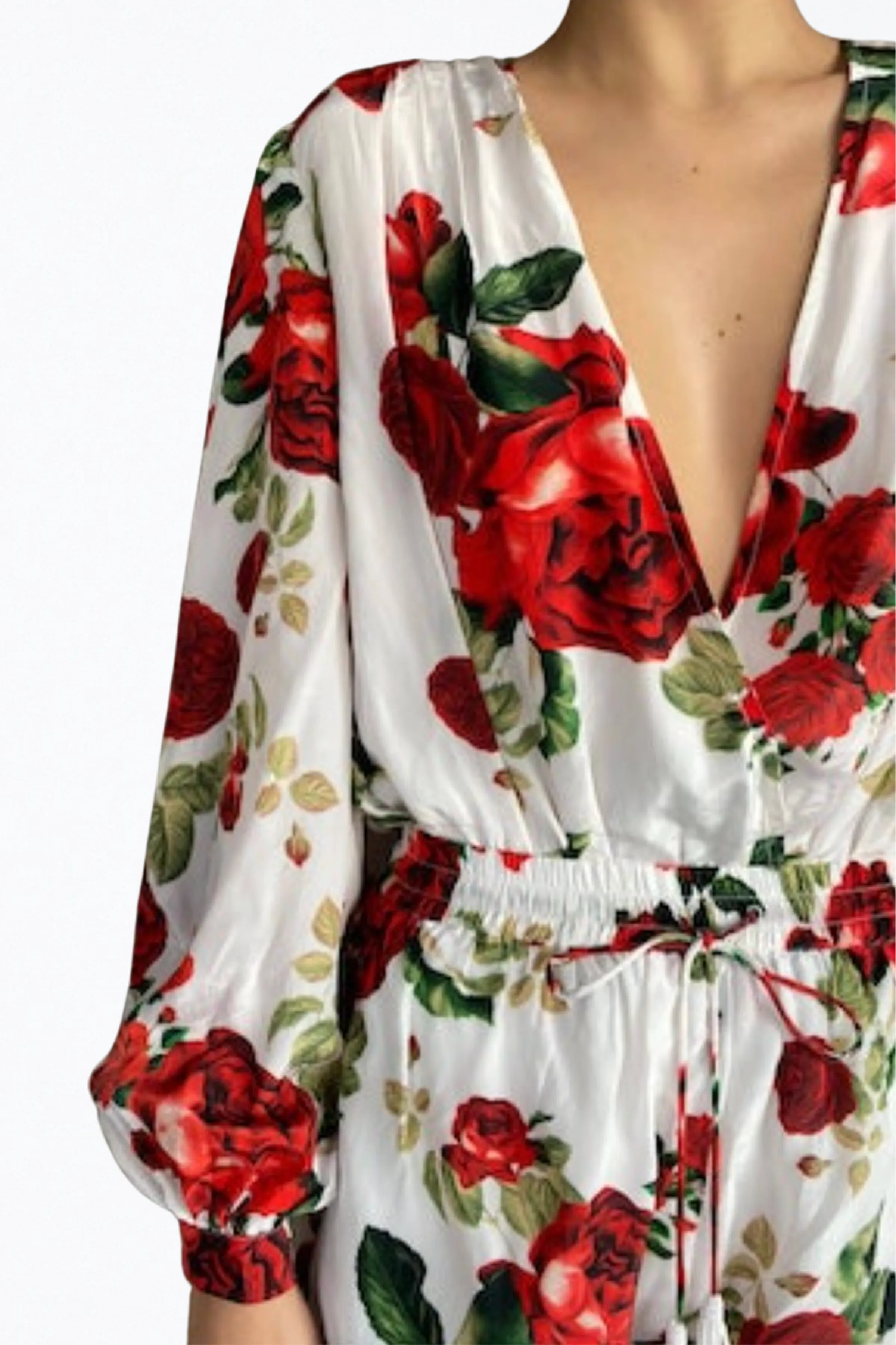 ROSIE FLORAL-PRINT CREPE BODYSUIT