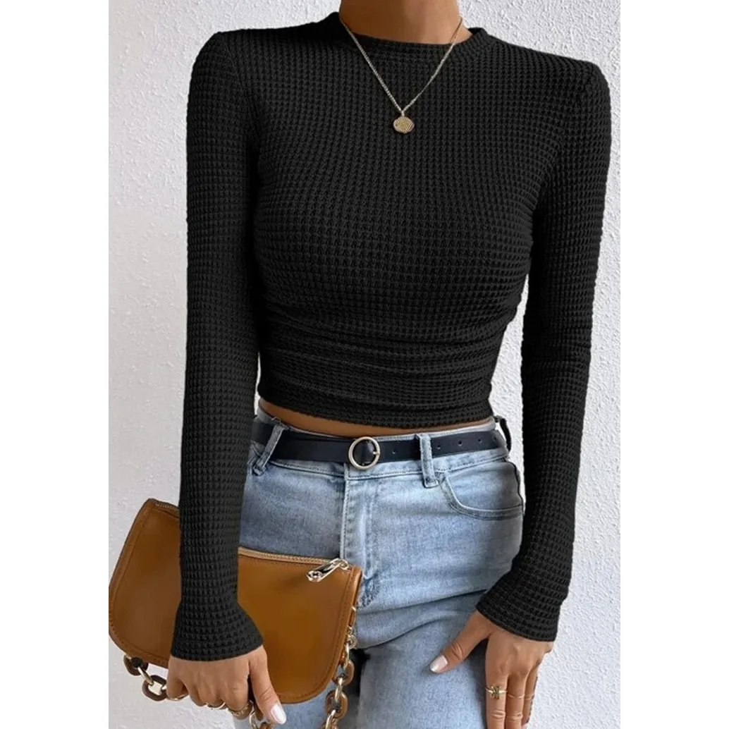 Ruched Waffle Tee