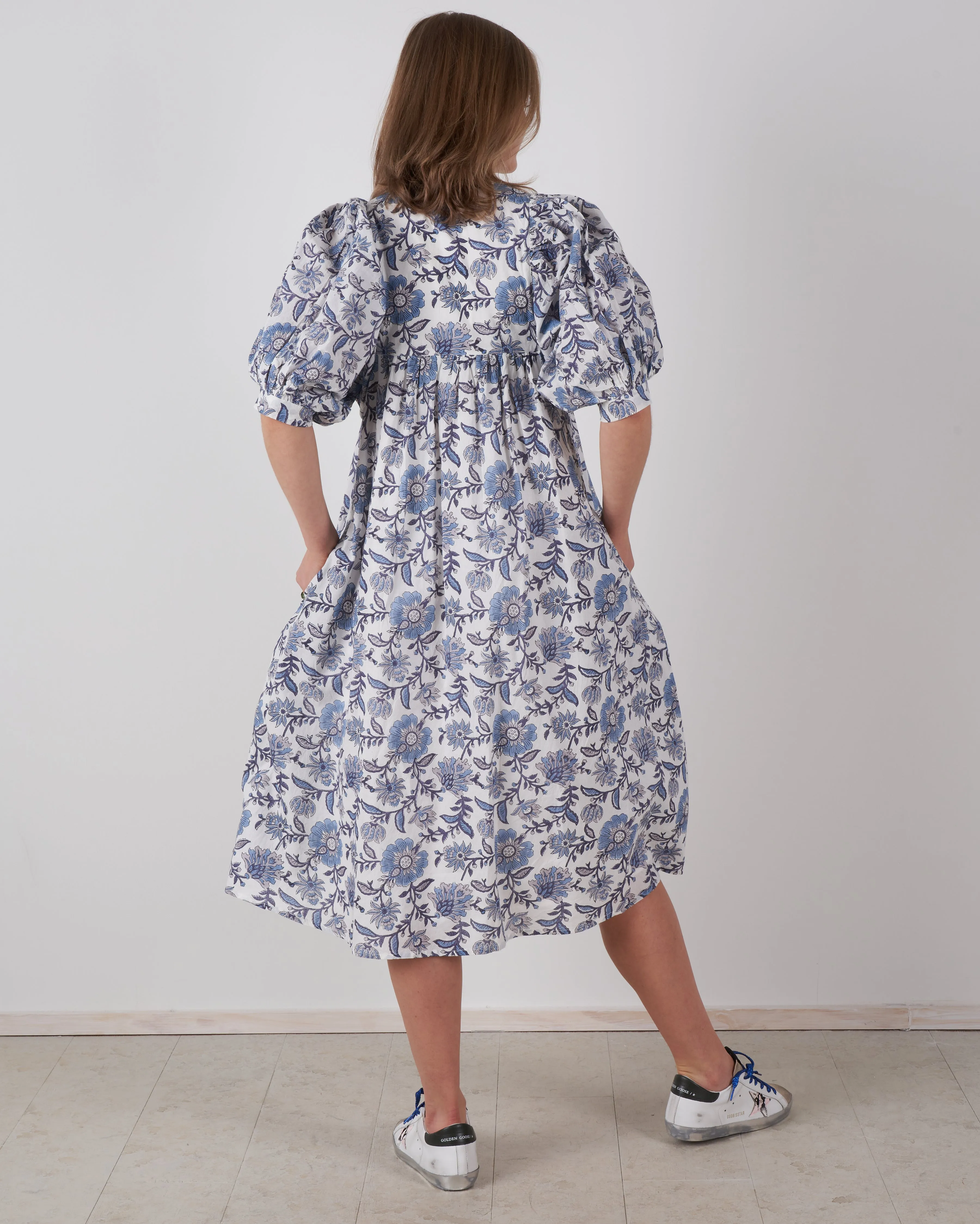 saffron dress - blue floral