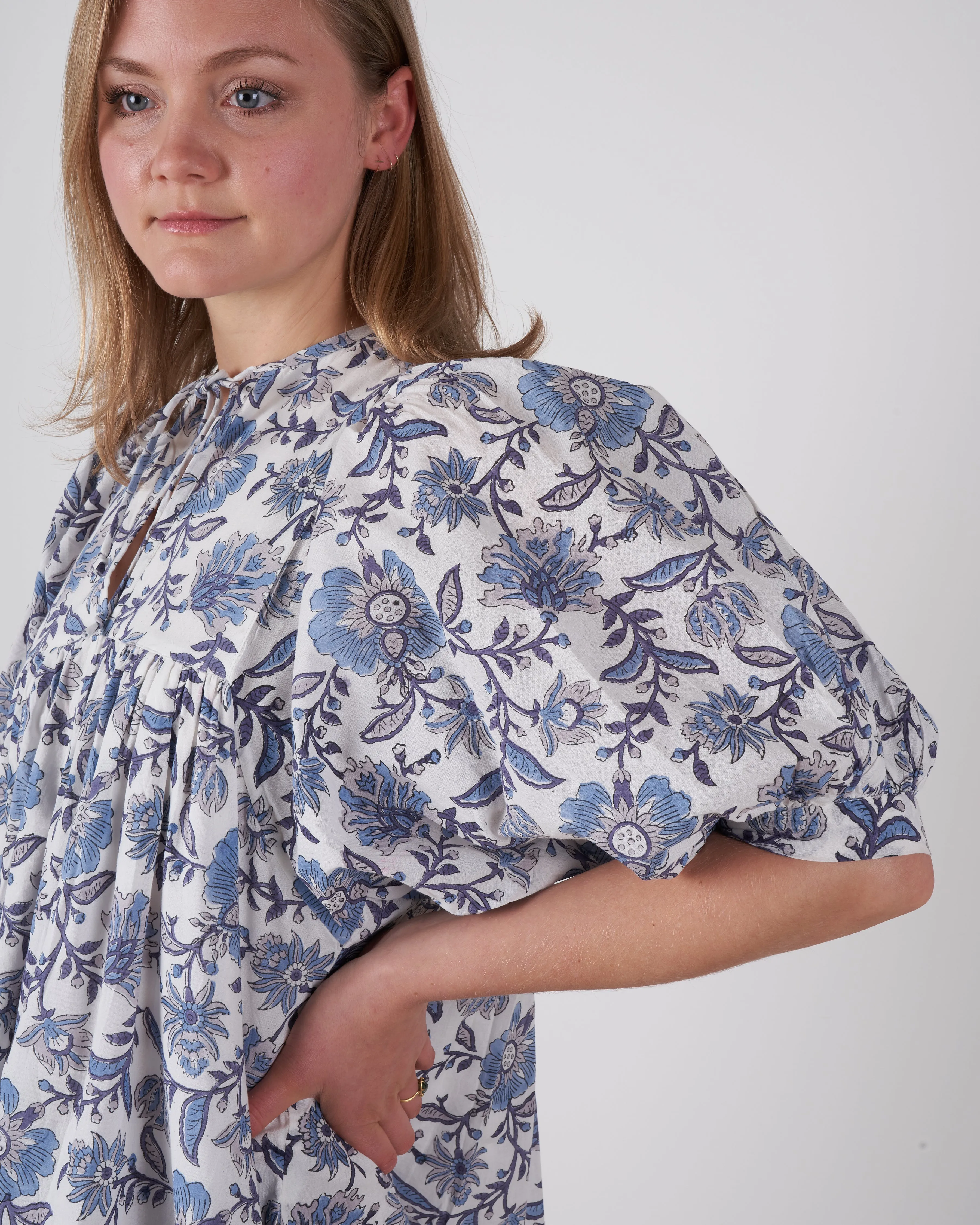 saffron dress - blue floral