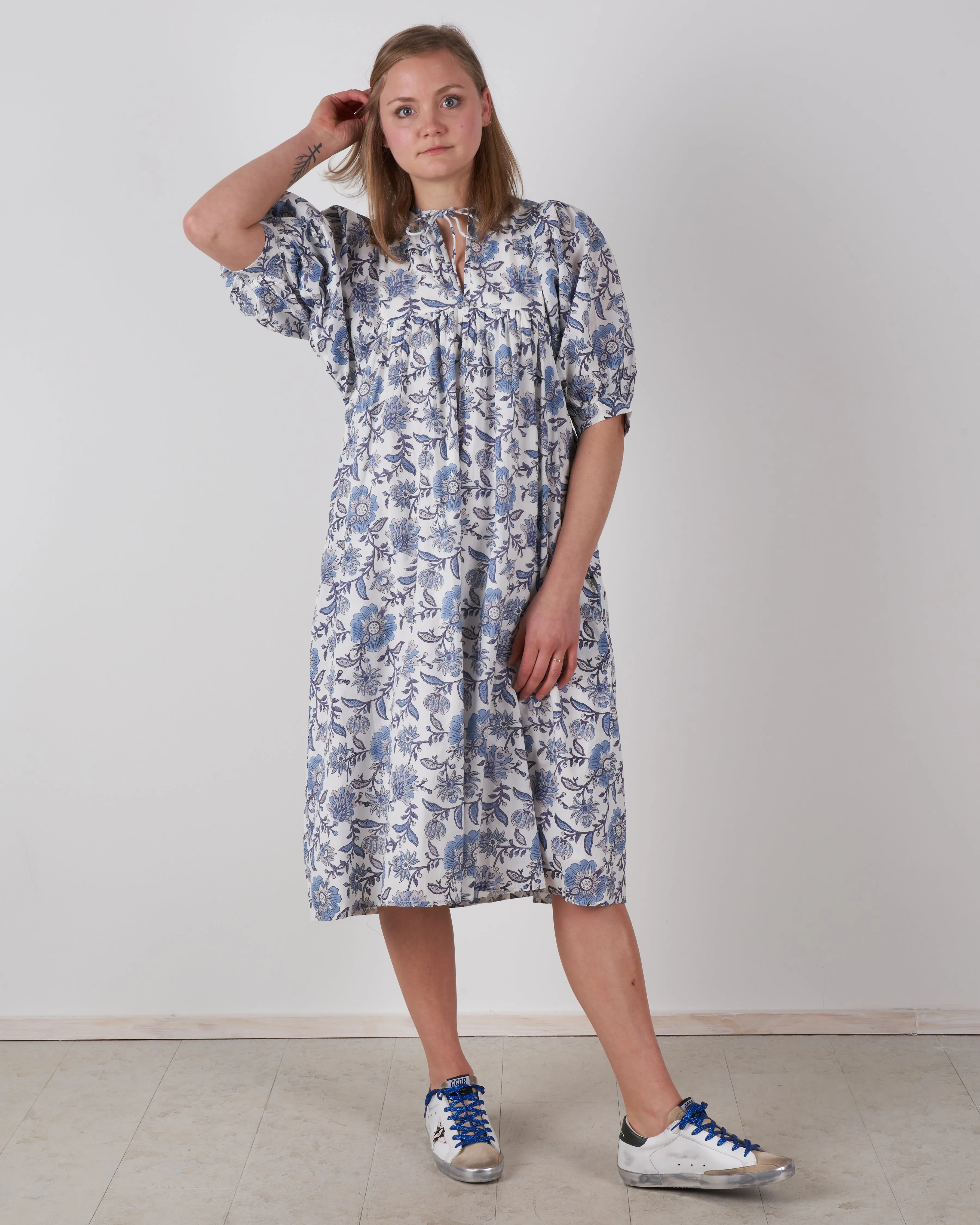 saffron dress - blue floral