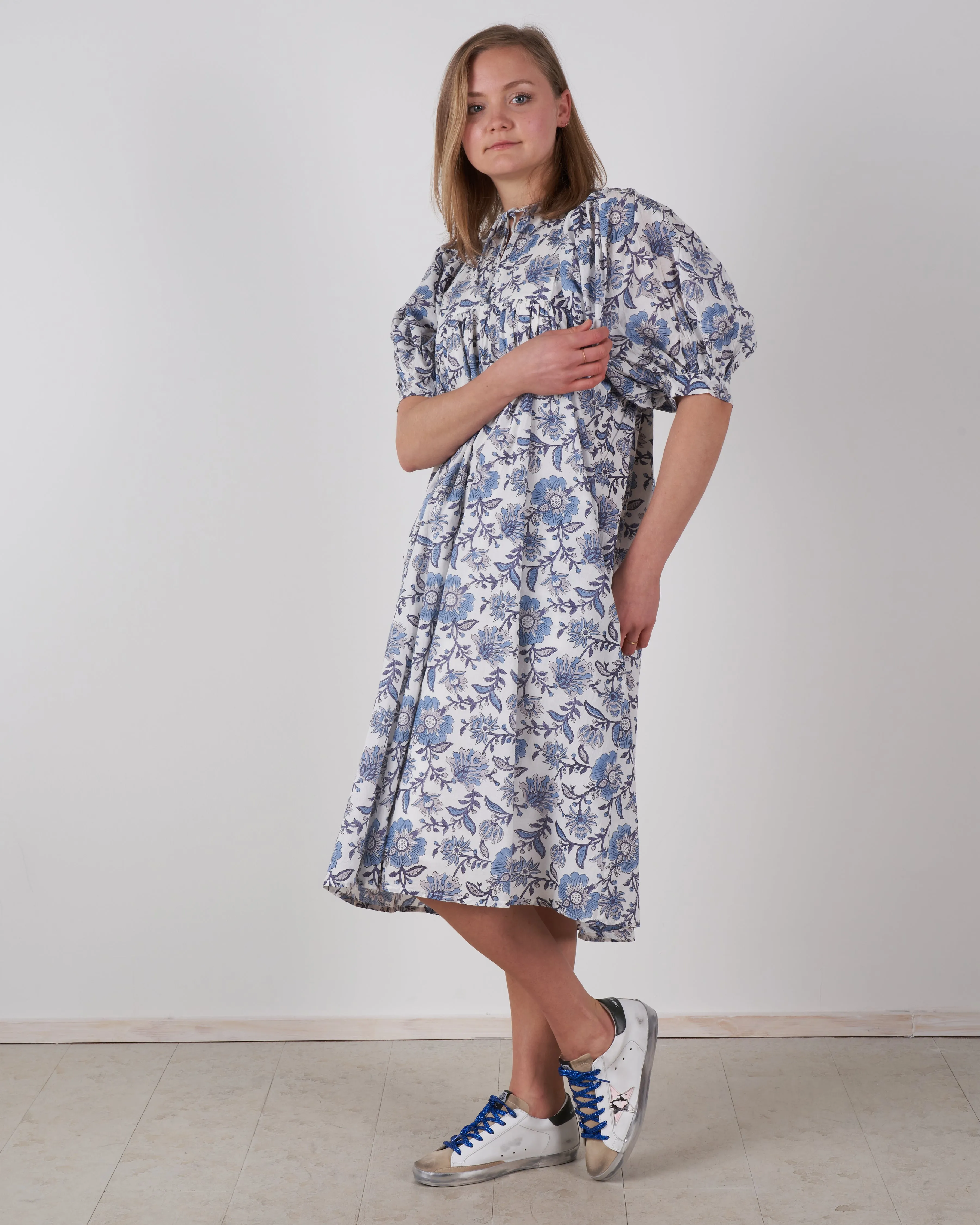saffron dress - blue floral