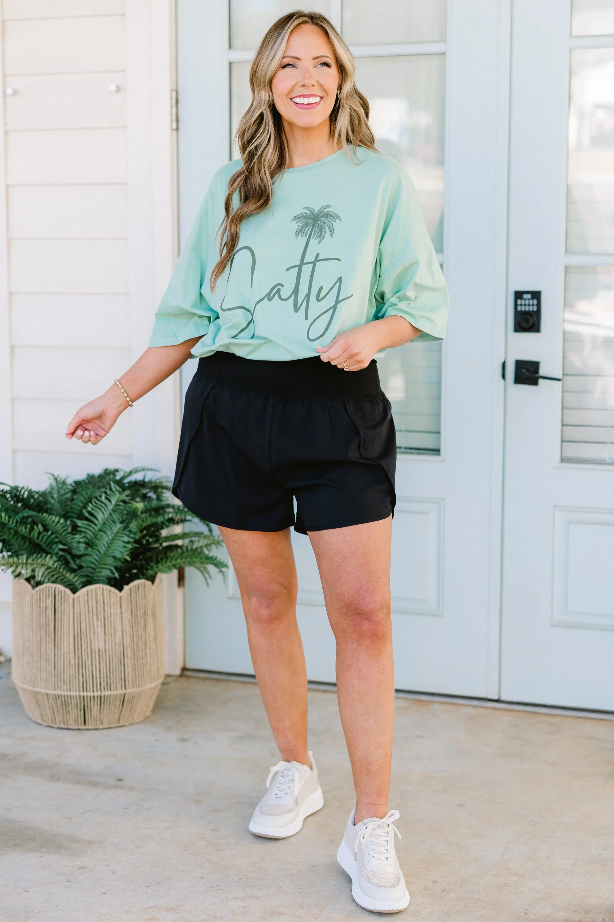 Salty Babe Boyfriend Tee, Light Green