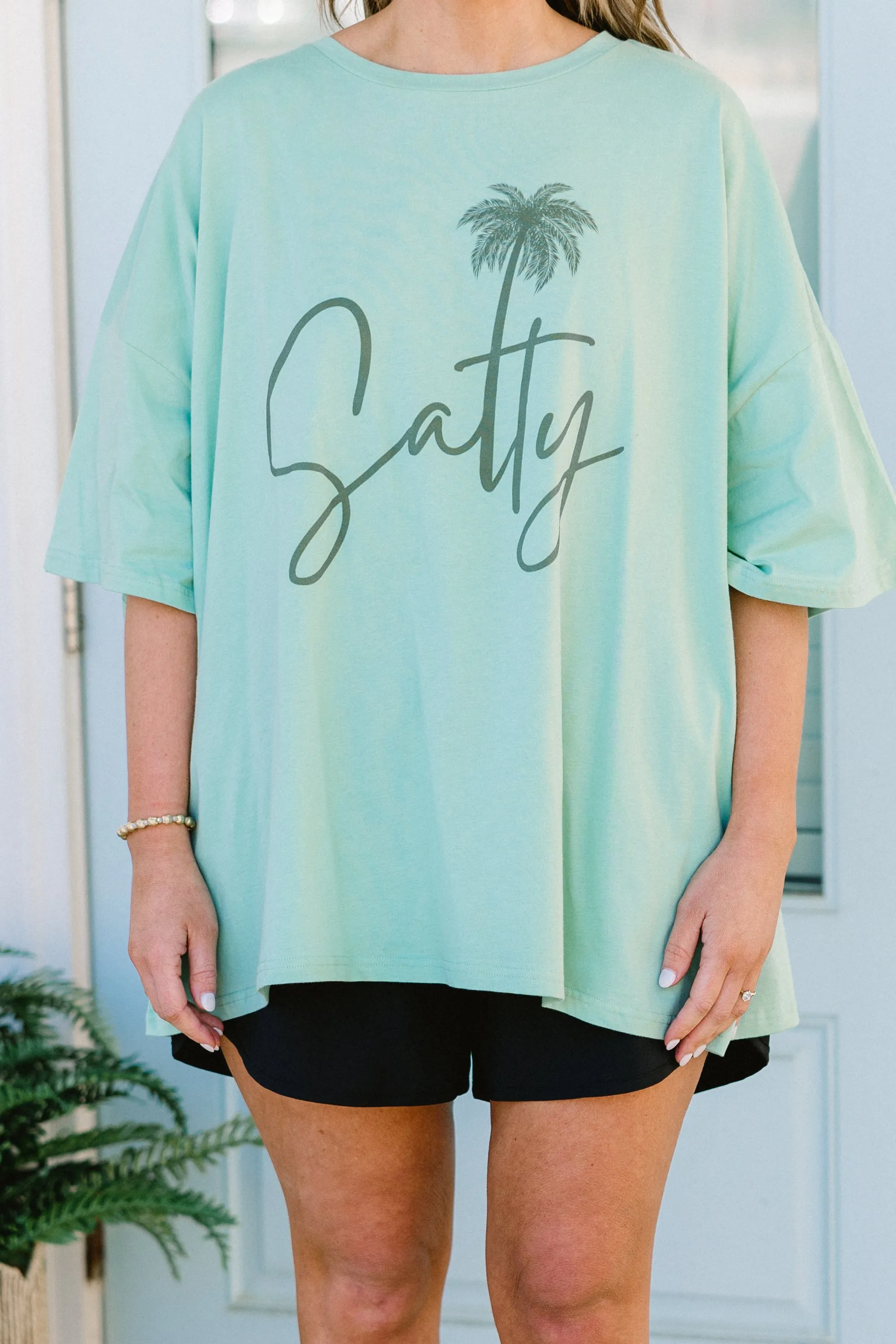 Salty Babe Boyfriend Tee, Light Green