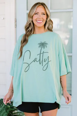 Salty Babe Boyfriend Tee, Light Green