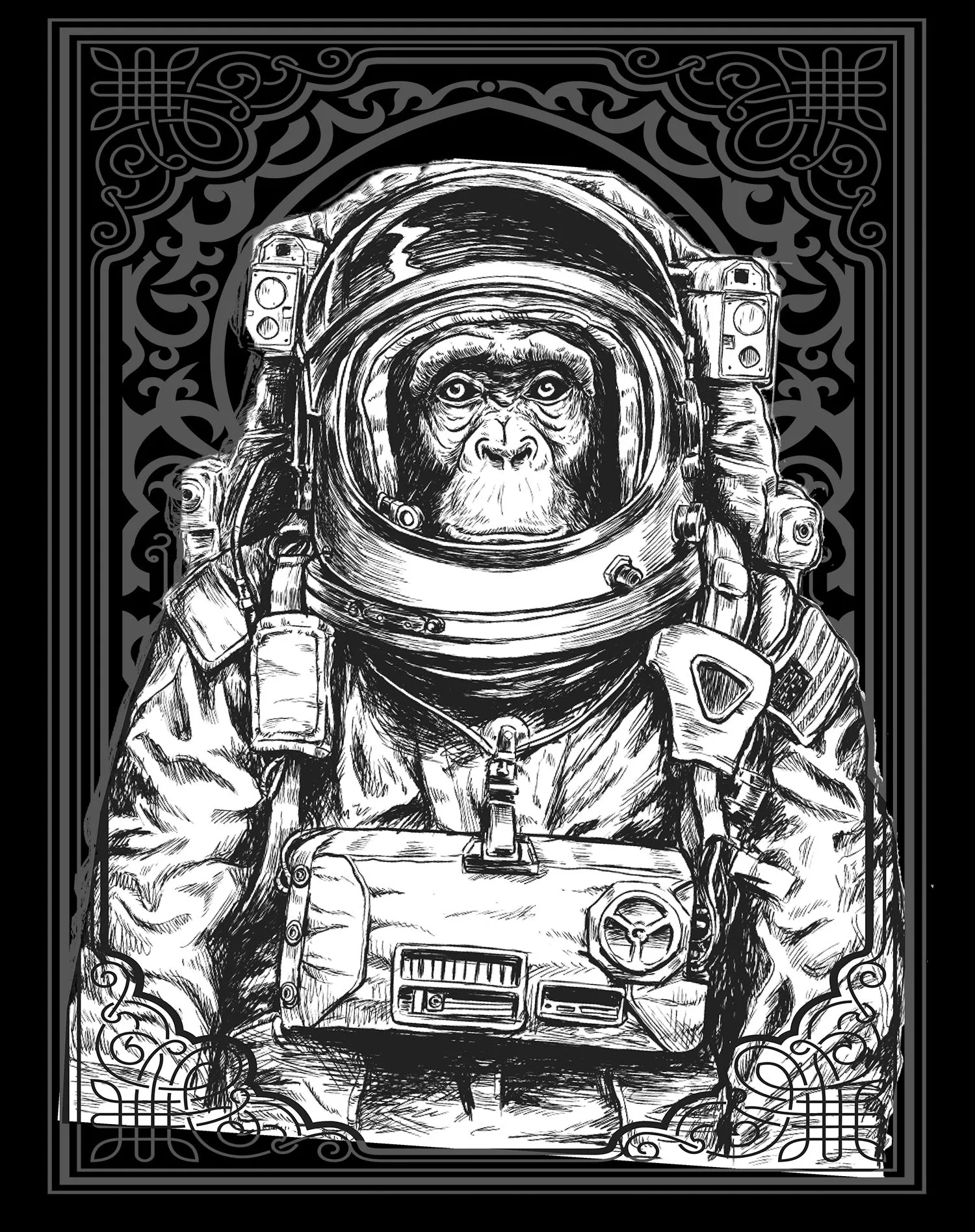Science Space Monkey Astronaut Launch Nerdy Geek Chic Ironic Official Women's T-shirt