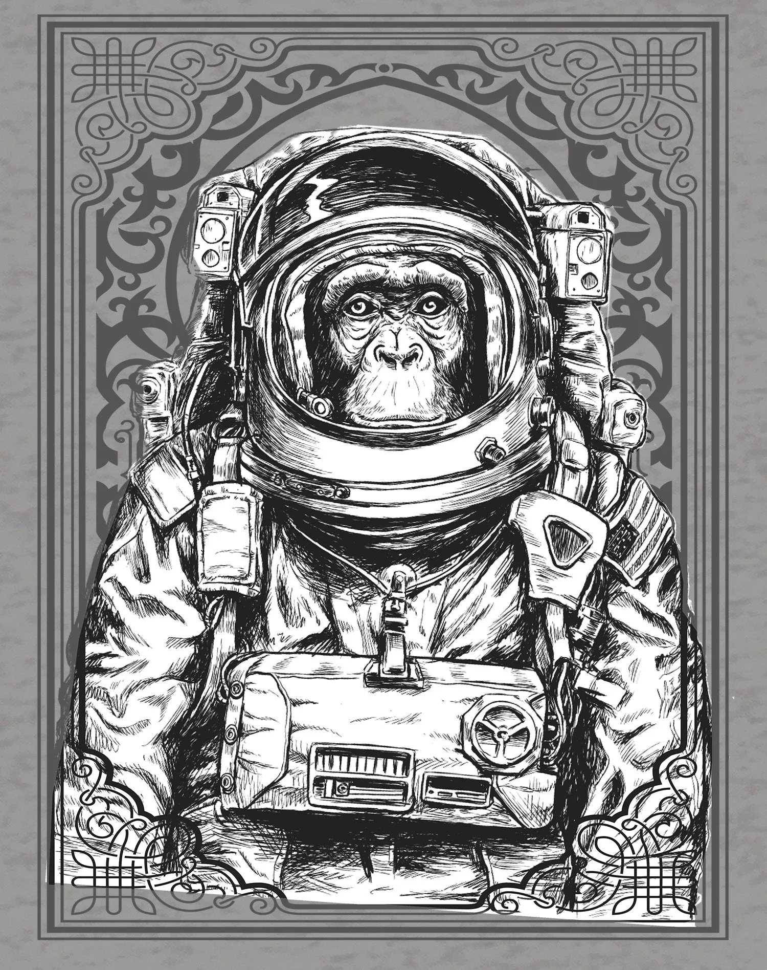 Science Space Monkey Astronaut Launch Nerdy Geek Chic Ironic Official Women's T-shirt
