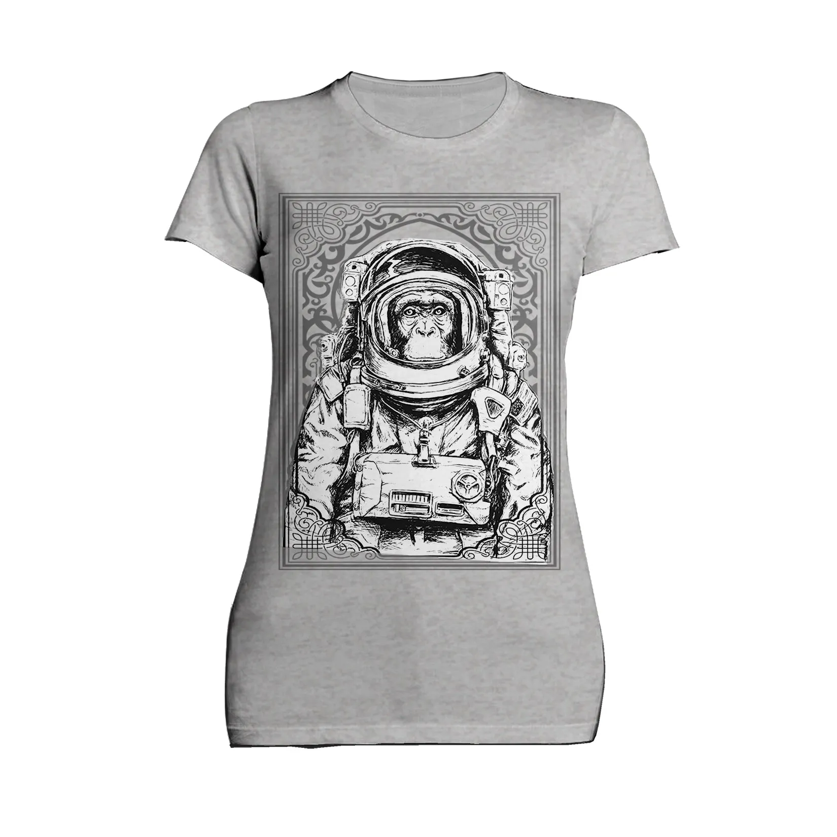 Science Space Monkey Astronaut Launch Nerdy Geek Chic Ironic Official Women's T-shirt