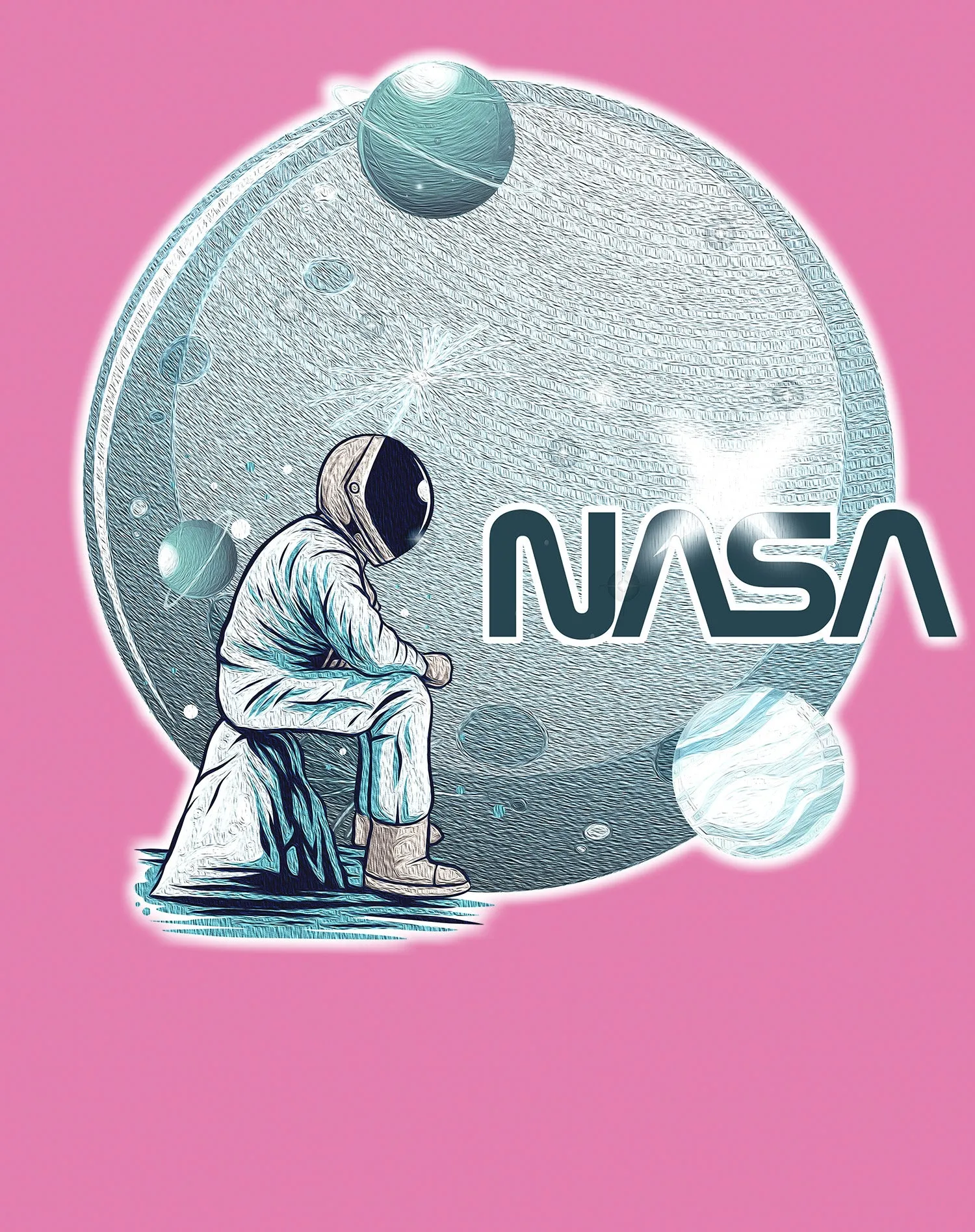 Science Space NASA Astronaut Moon Rock Star Nerd Geek Chic Official Men's T-shirt