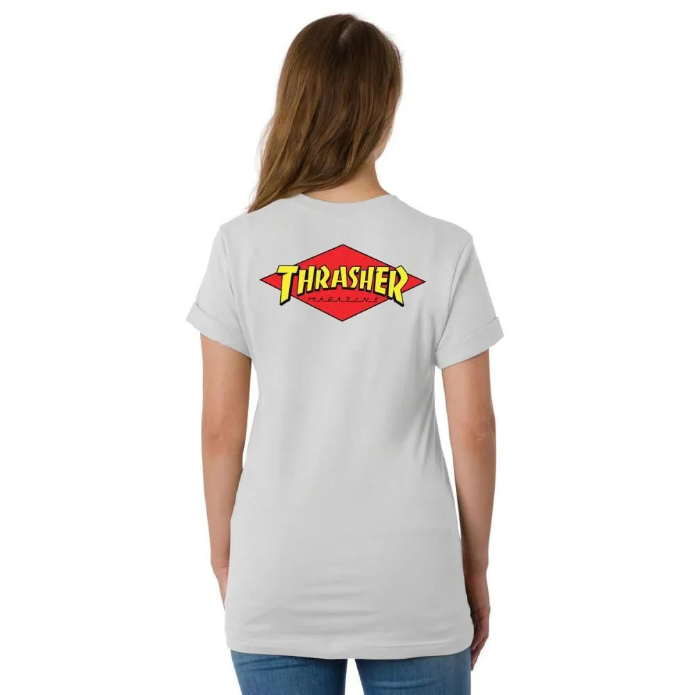 SCR x Thrasher Womens T-Shirt Thrasher Diamond - Vintage White