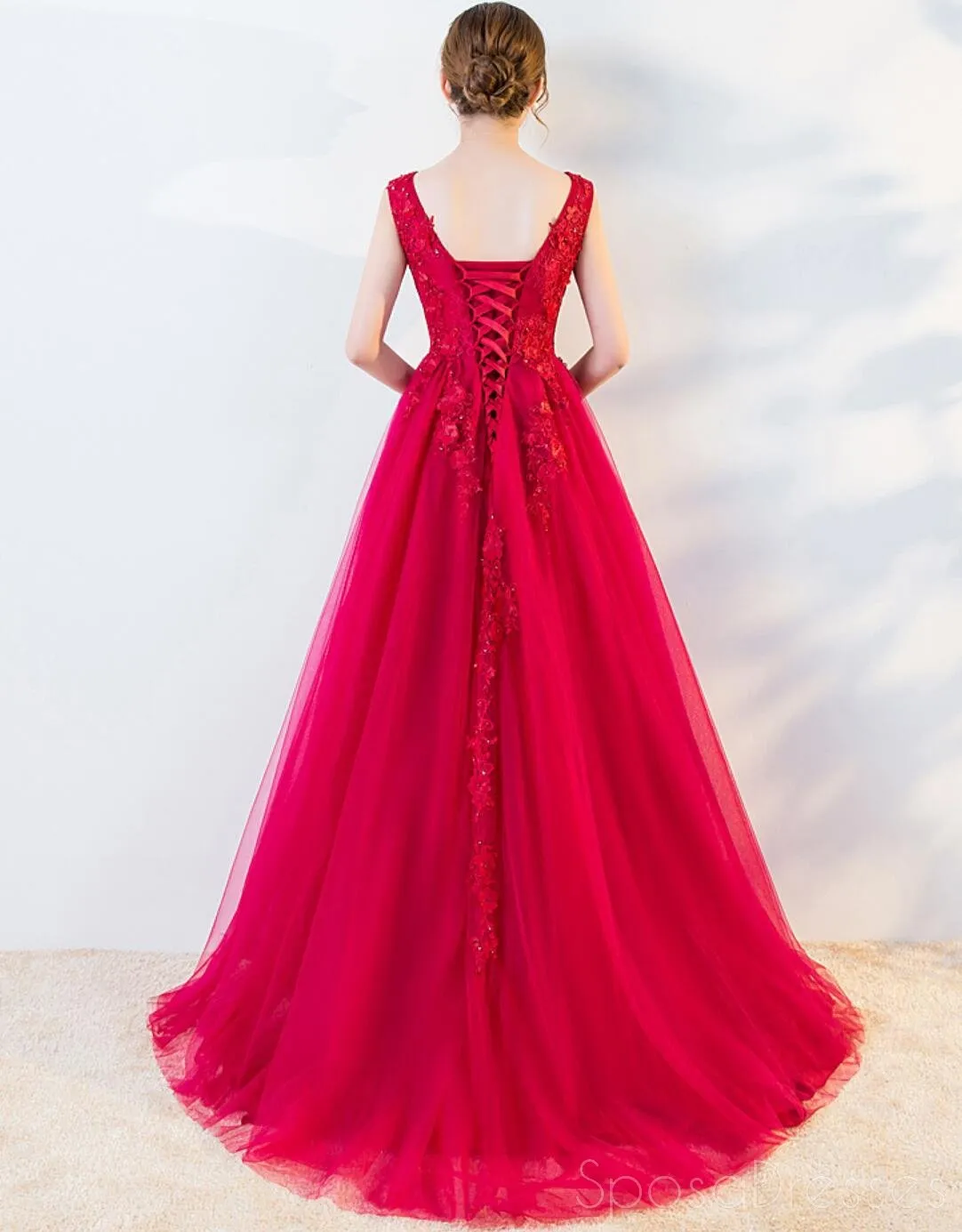See Through Blush Pink Lace A line Evening Prom Dresses, Long 2018 Party Prom Dresses, 17282