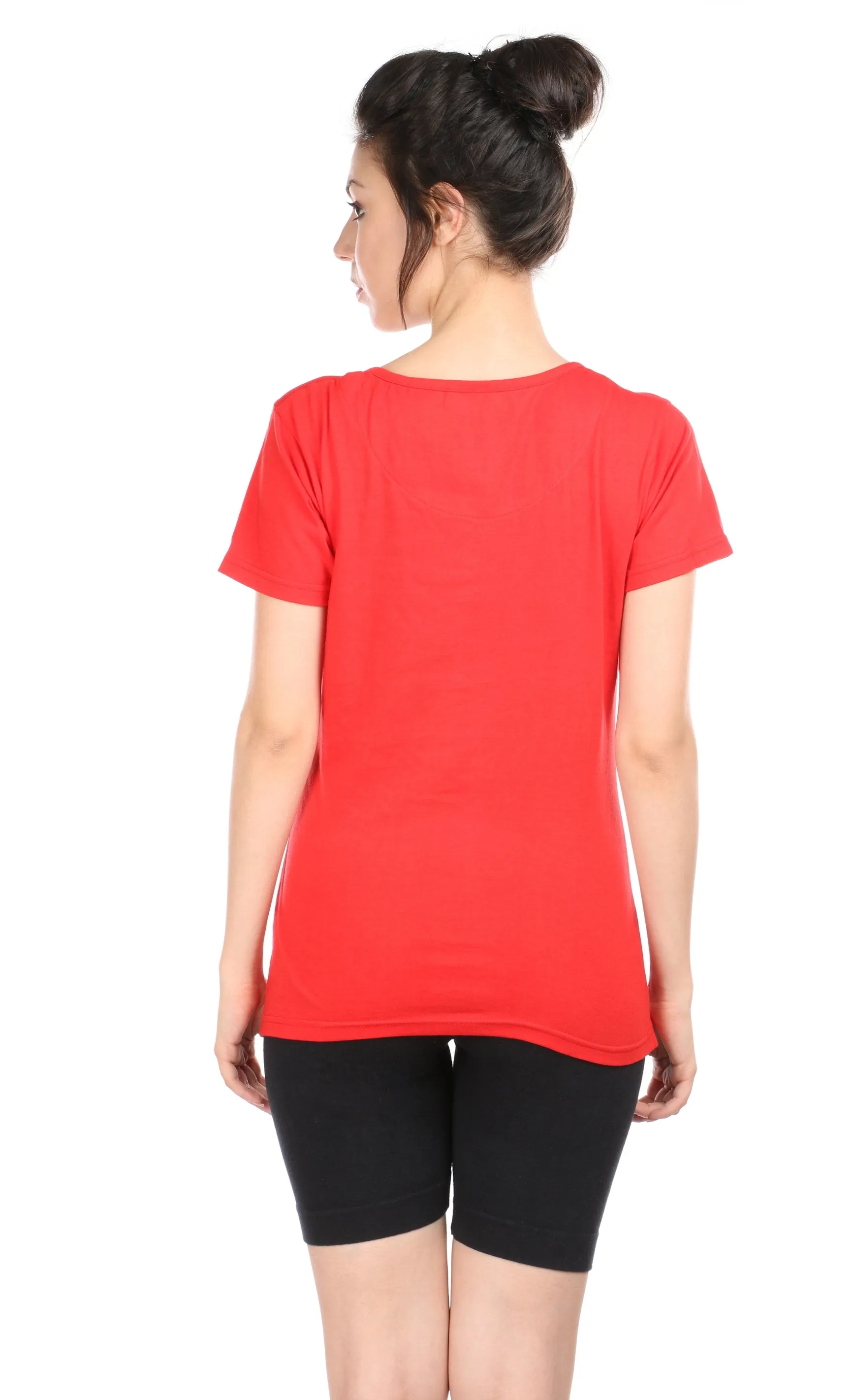 Semantic Women's Cotton T-Shirt - Heart Print (Slim Fit)