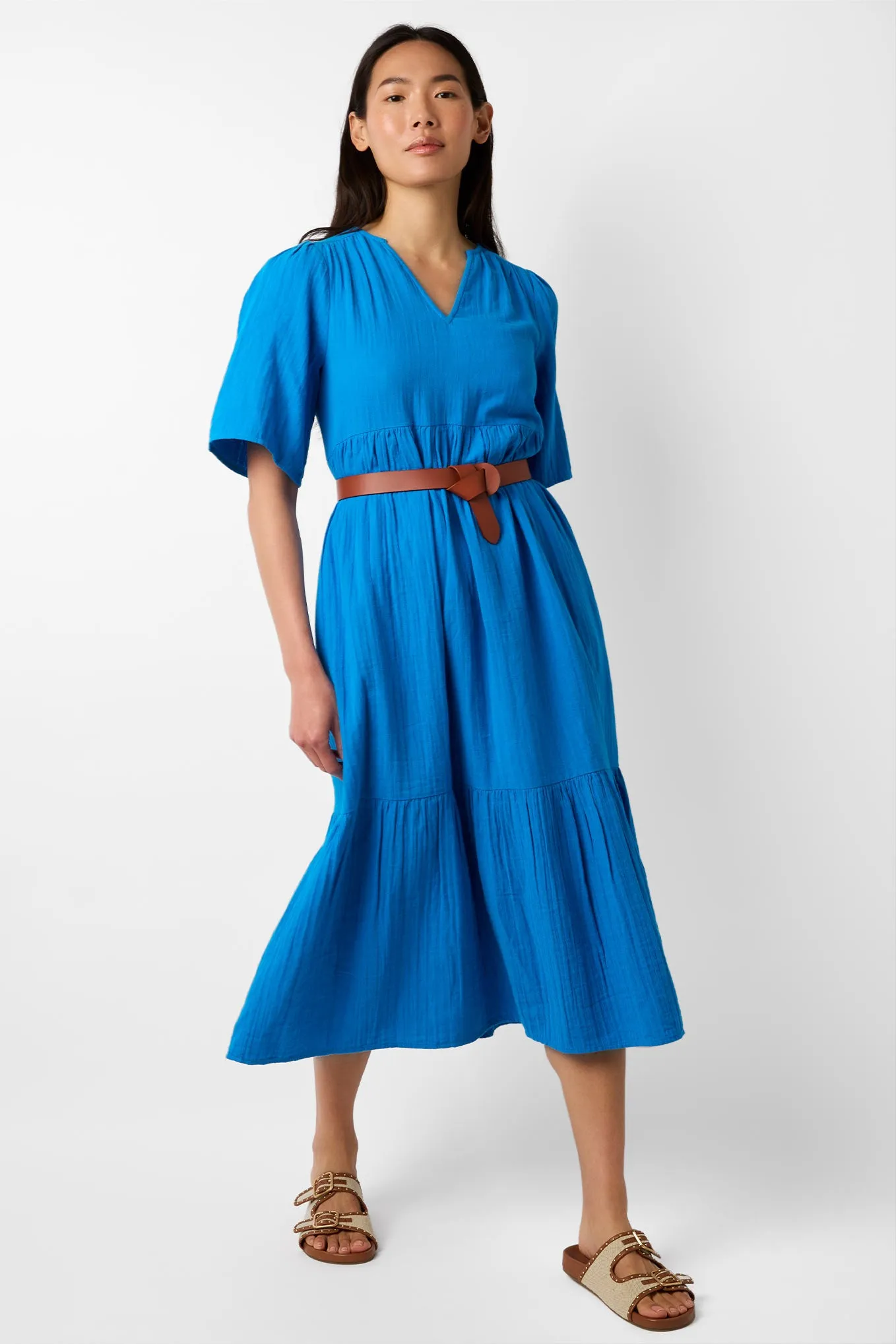 Serena Double Gauze Dress - Azure
