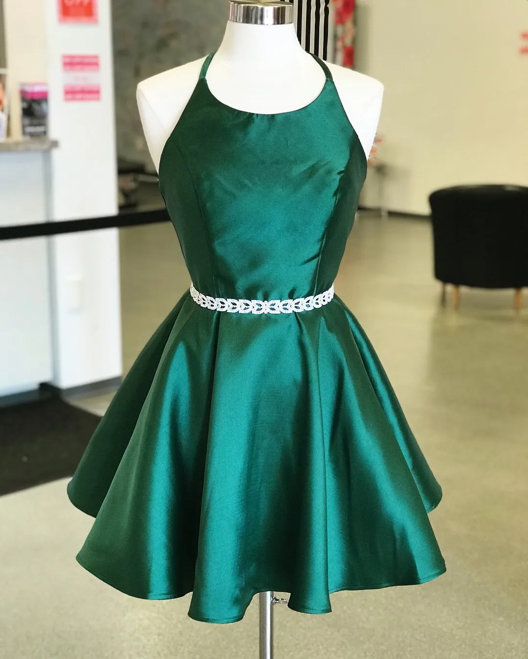 Sexy Emerald Green Backless Simple Short Cheap Homecoming Dresses Under 100,BDY0350