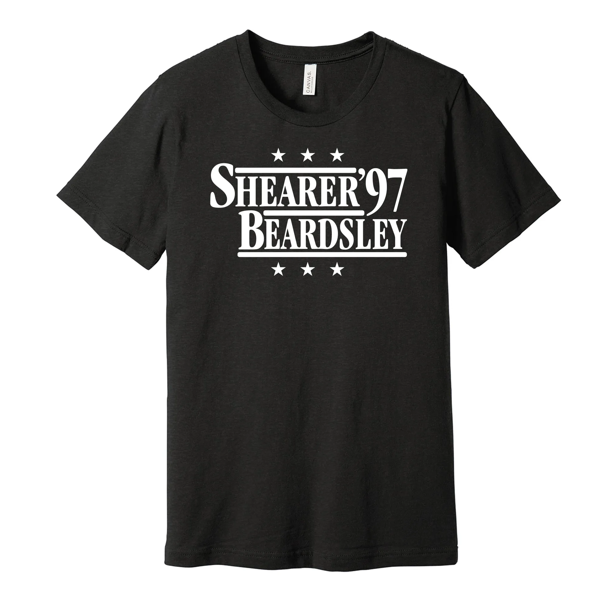 Shearer & Beardsley '97 - Newcastle Football Legends Political Campaign Parody T-Shirt - Hyper Than Hype Shirts